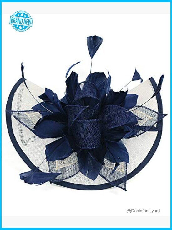 Sinamay Fascinator Hat Floral Feather Pillbox Derby Headband Clip Wedding Tea main image 5